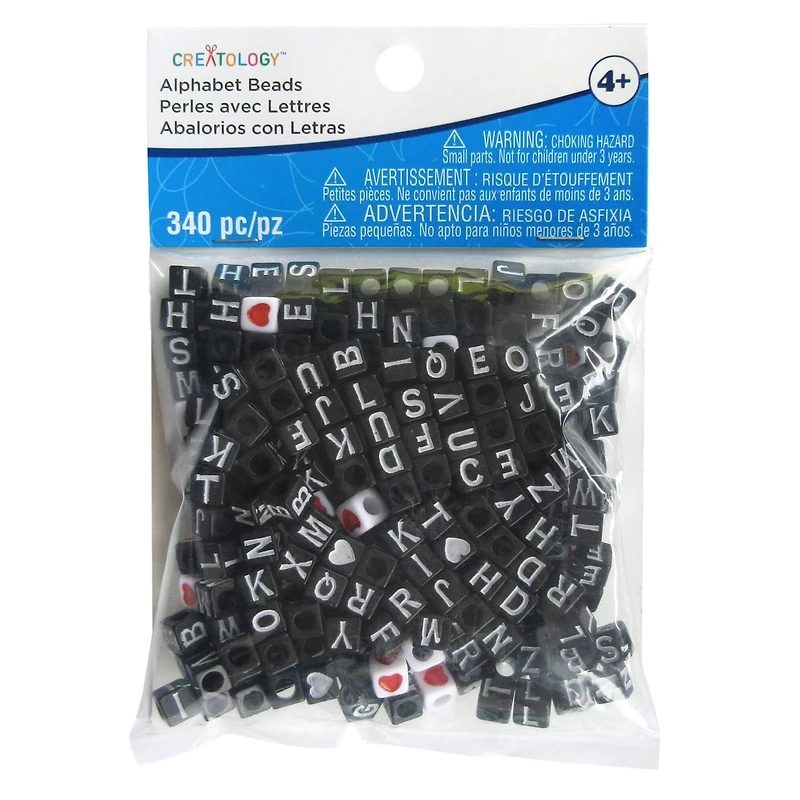 Black Alphabet Square Cube Beads by Creatology™