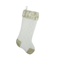 20.5" Quilted Velvet Cream Christmas Stocking