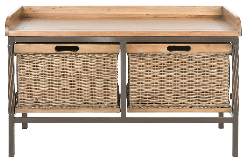 Noah Storage Bench in Antique Pewter/Medium Oak