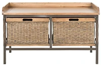 Noah Storage Bench in Antique Pewter/Medium Oak