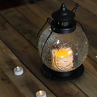 Molded Glass Lantern with LED Pillar Timer Candle