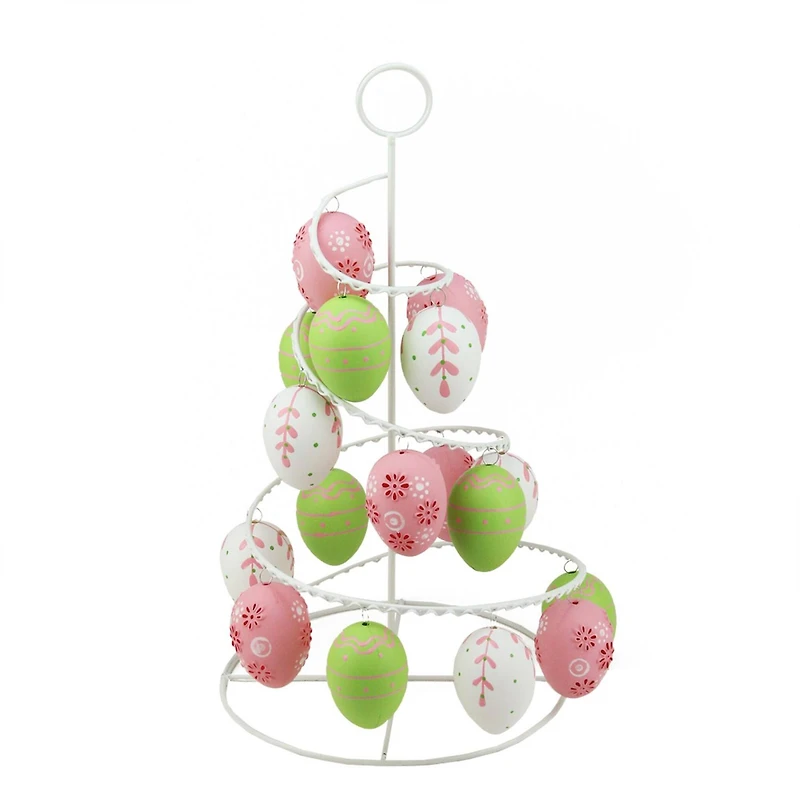 Pastel Pink, White and Green Floral Cut-Out Easter Egg Tree