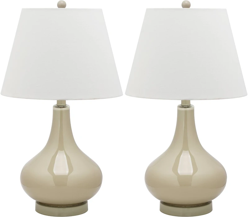 Amy Gourd Table Lamp Set in Taupe