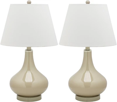 Amy Gourd Table Lamp Set in Taupe