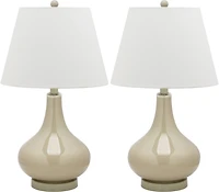 Amy Gourd Table Lamp Set in Taupe