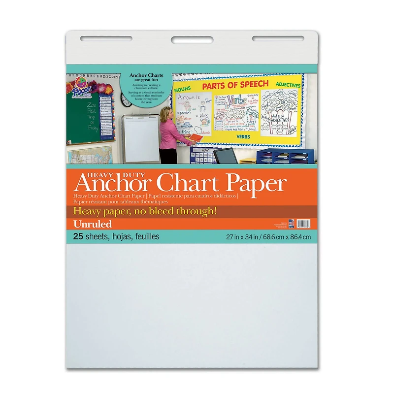 Unruled Heavy Duty Anchor Chart Paper, 27" x 34", 25 Sheets