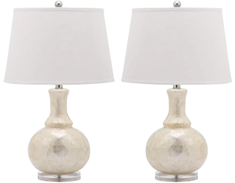 Shelley Gourd Table Lamp Set in White
