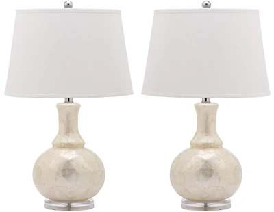 Shelley Gourd Table Lamp Set in White