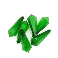 6ct Transparent 5.5" Shatterproof Diamond Icicle Ornaments, Green