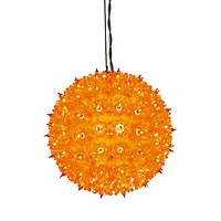7.5" Orange Lighted Hanging Star Sphere Christmas Decoration
