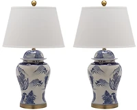 Shanghai Ginger Jar Table Lamp Set in Blue & White