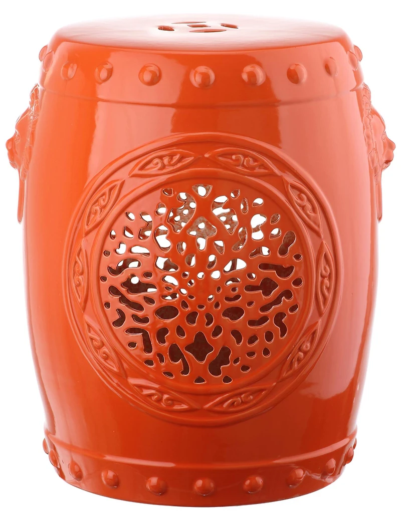 Flower Drum Garden Stool in Orange