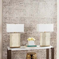 Joyce Table Lamp Set in Creme Alligator