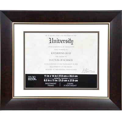 8.5" x 11" Brown & Gold Document Frame with Mat by Studio Décor®