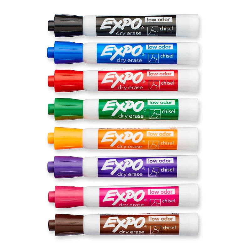 Expo® Low Odor Dry Erase Marker, Chisel Tip, Assorted, 8 Set