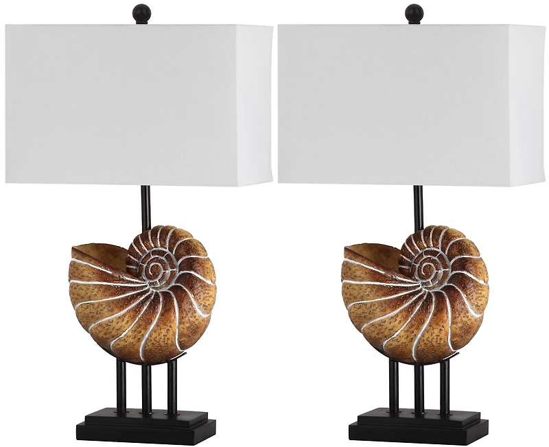 Nautilus Shell Lamp Set in Light Brown