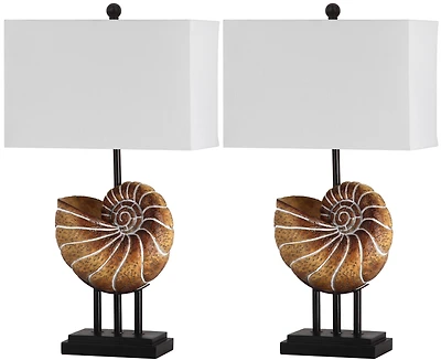 Nautilus Shell Lamp Set in Light Brown