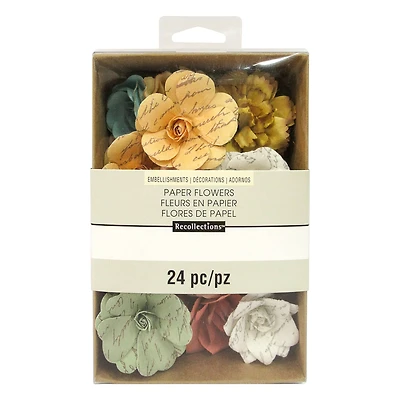 Multicolor Mulberry Print Paper Flower Embellishments, 24ct. by Recollections™