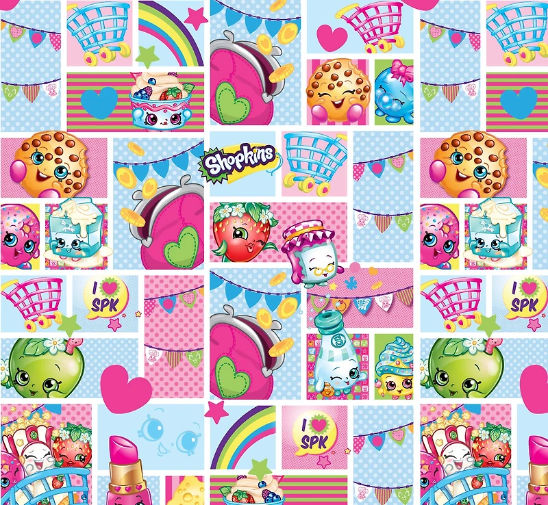 Shopkins Patch Party Tablecloth Vinyl Flannel Backed Fabric