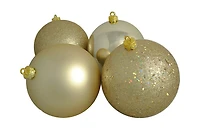 4ct Champagne Gold Shatterproof 4-Finish  Ball Ornaments