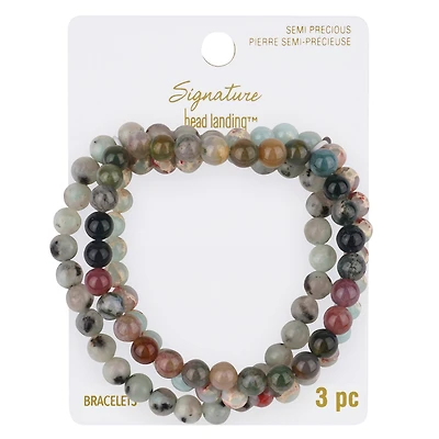 Signature Color Shop Fancy Jasper, Kiwi and Serpentine Beaded Bracelets By Bead Landing™