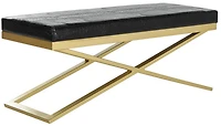 Acra Bench in Black Crocodile & Gold