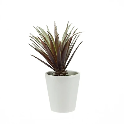 Artificial Red and Green Aloe Succulent Plant with Round White Pot