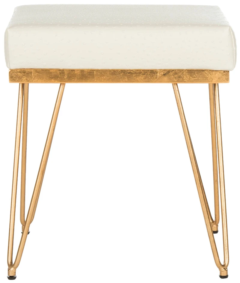 Jenine Square Bench in Creme & Gold