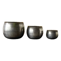 Hello Honey® Round Metal Planters with Zinc Finish