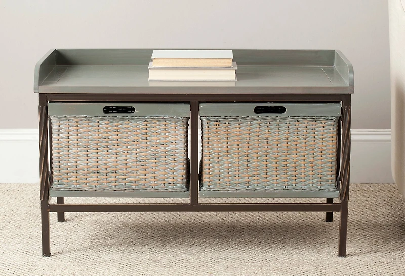 Noah Storage Bench in Antique Pewter/French Grey
