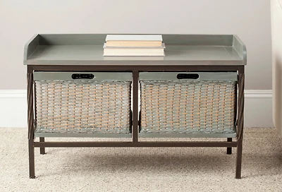 Noah Storage Bench in Antique Pewter/French Grey