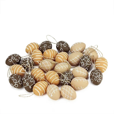 Set of 27 Natural Tone Decorative Spring Easter Egg Ornaments