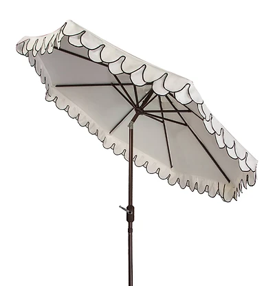 Elegant Valance 9Ft Umbrella in White & Black