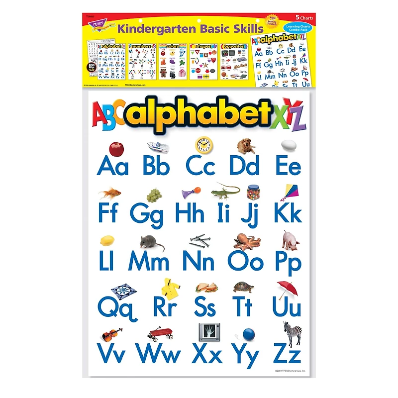 Kindergarten Basic Skills Learning Charts Combo Pack, Set of 5