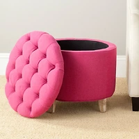Amiela Tufted Ottoman in Berry