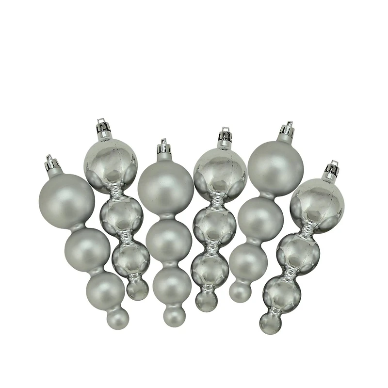 6ct Shiny & Matte 5.75" Finial Shatterproof Ornaments