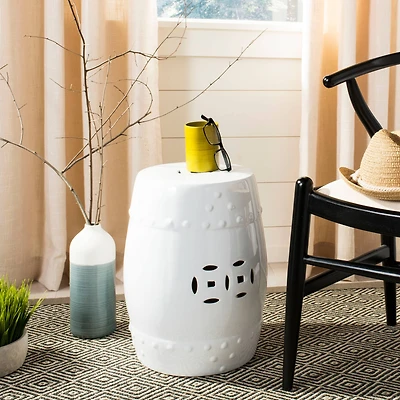 Modern Ming Garden Stool in White