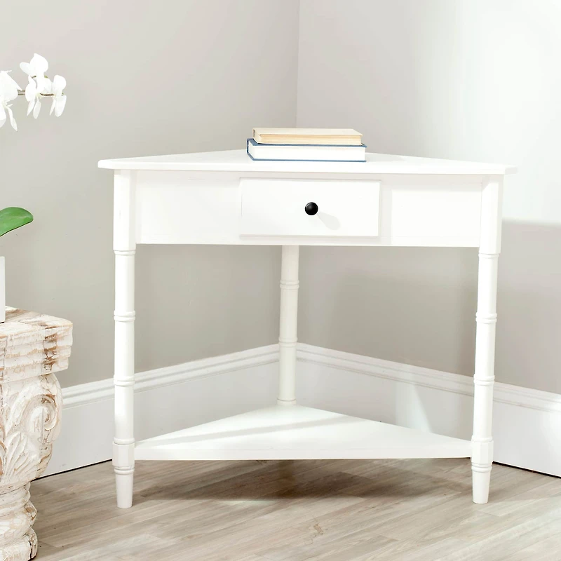 Gomez Corner Table in Distressed Cream