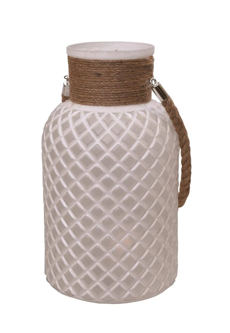 12.25" Diamond Texture Pillar Candle Holder Lantern