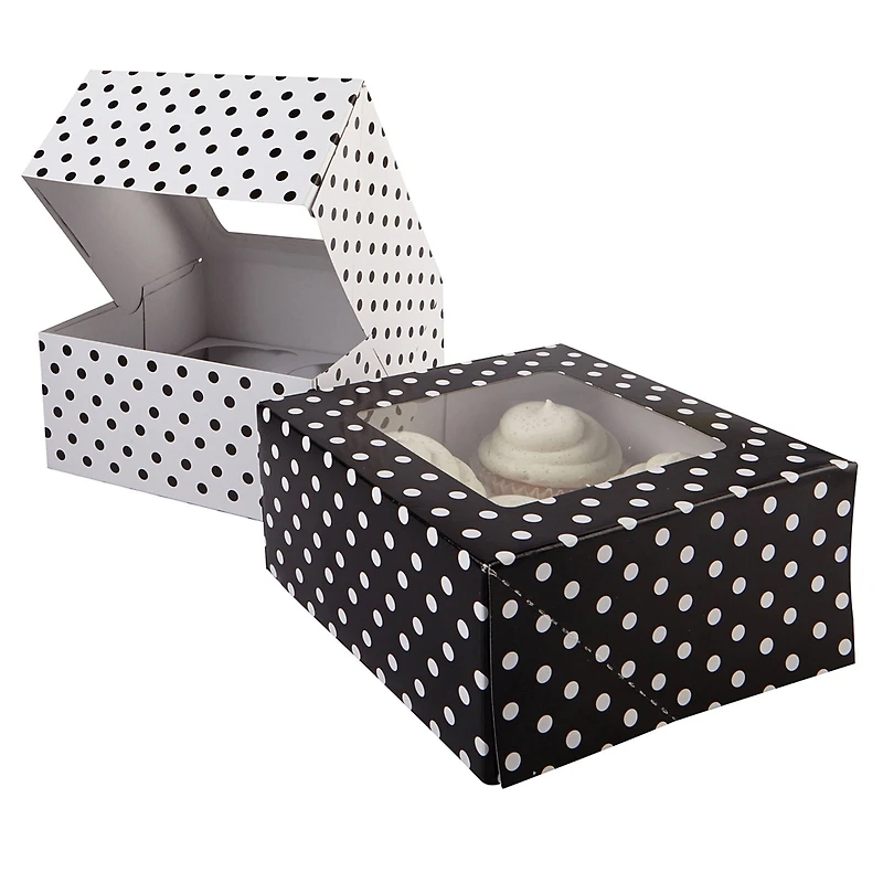 Black & White Polka Dot Cupcake Boxes by Celebrate It®