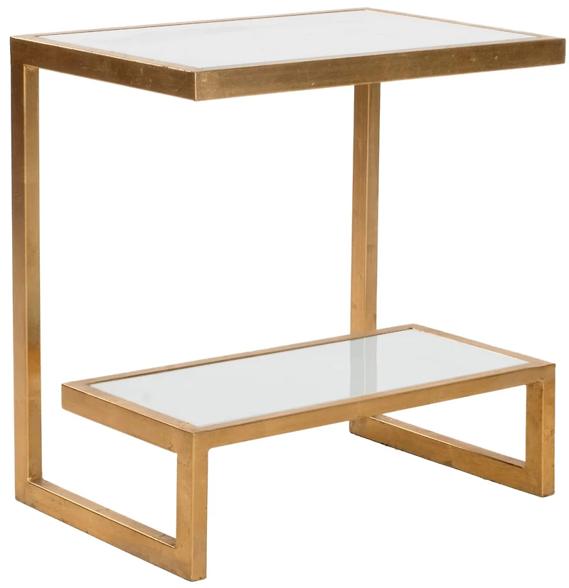 Kennedy Accent Table in Gold & White