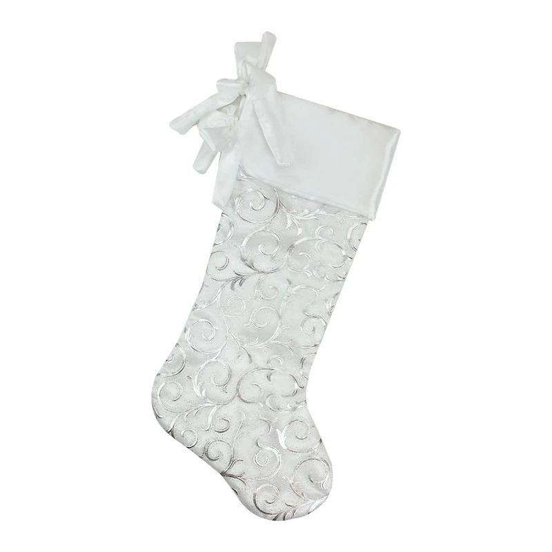20.5" Silver Filigree Christmas Stocking
