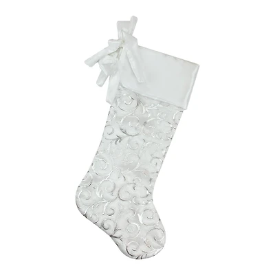 20.5" Silver Filigree Christmas Stocking