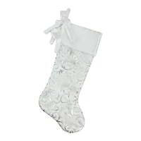 20.5" Silver Filigree Christmas Stocking