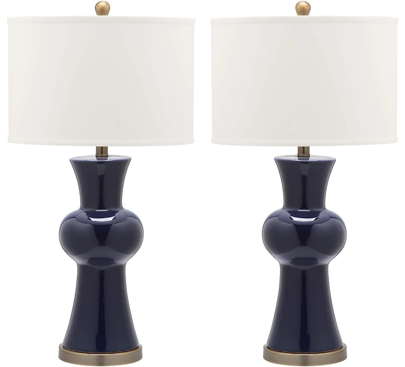 Lola Column Table Lamp Set in Navy