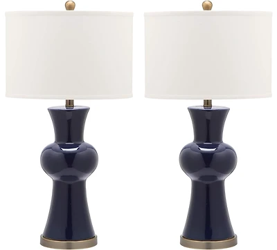 Lola Column Table Lamp Set in Navy