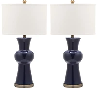 Lola Column Table Lamp Set in Navy