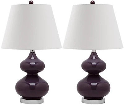Eva Double Gourd Table Lamp Set in Dark Purple
