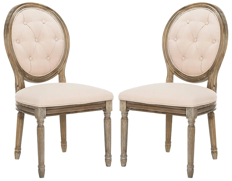Holloway Tufted Oval Side Chair Set of 2 in Beige