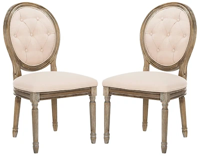 Holloway Tufted Oval Side Chair Set of 2 in Beige